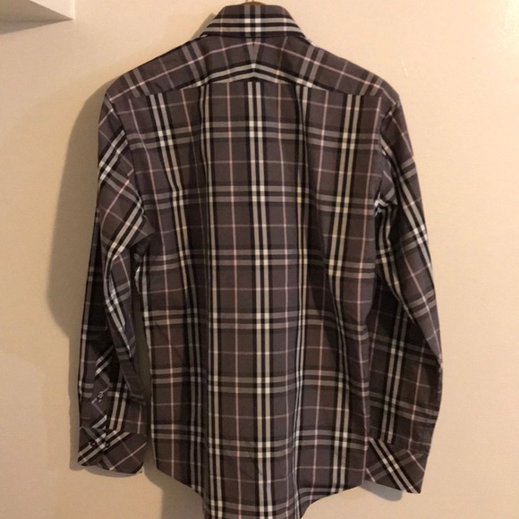 Authentic Burberry Dark Gray, pink plaid Shirt - Picture 2 of 8